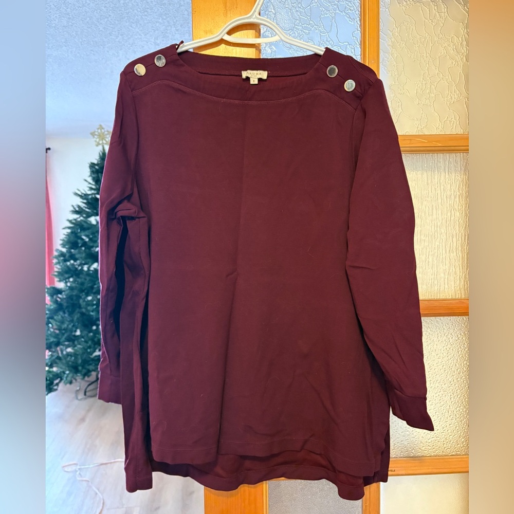 Laura Woman’s Burgundy/Wine Long Sleeve Shirt/Tunic Size 12